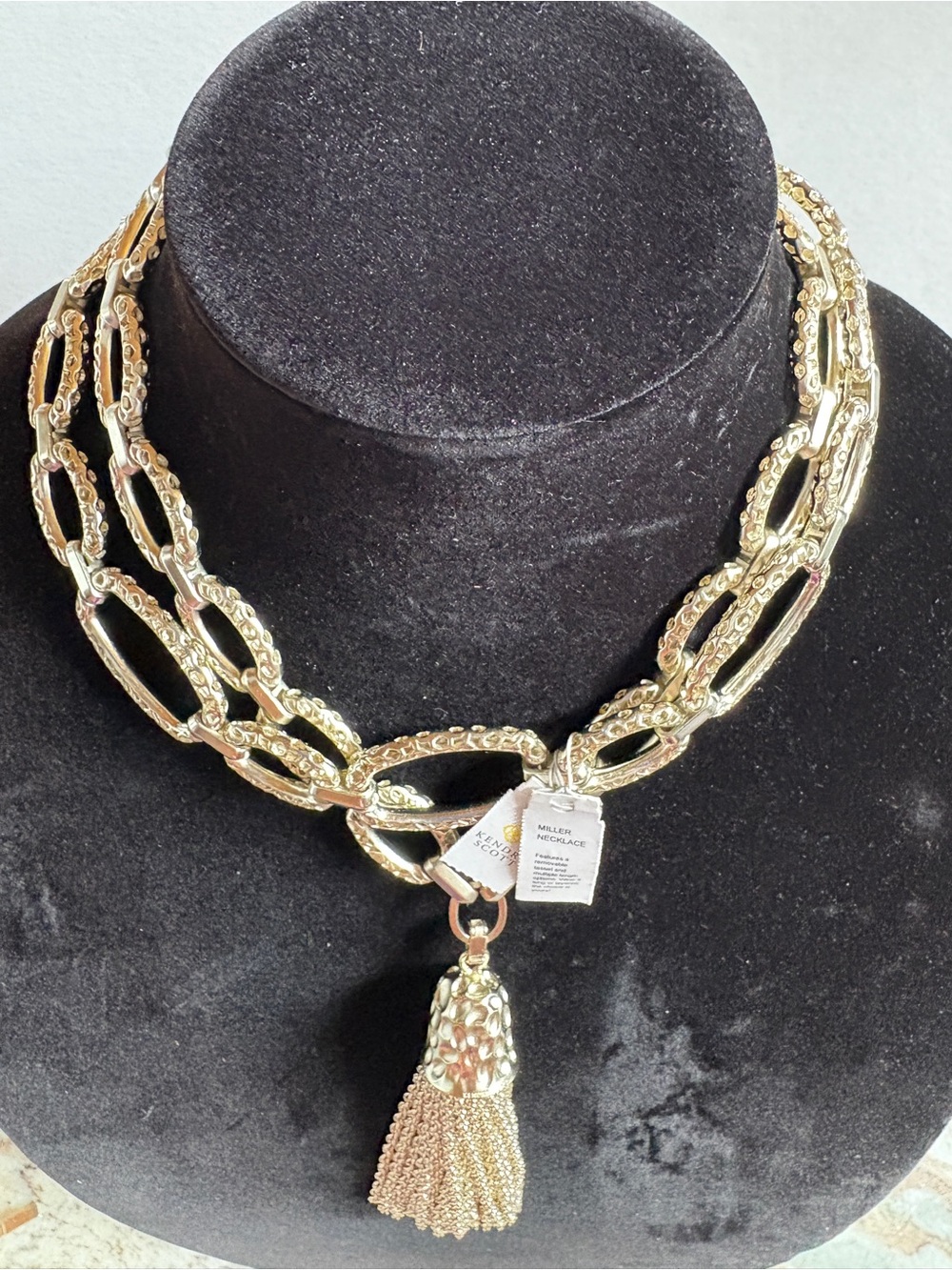 Kendra Scott Light Gold Link Tassel “Miller” Necklace